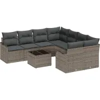 vidaXL Tuinbank Set 9 st 8-Aantal zitplaatsen Grijs
