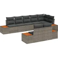 vidaXL Tuinbank Set 8 st 8-Aantal zitplaatsen Grijs Polyrattan