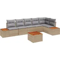 vidaXL Tuinbank Set 6 st 6-Aantal zitplaatsen Beige en Lichtgrijs