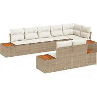 vidaXL Tuinbank Set 8 st 8-Aantal zitplaatsen Beige en Crème