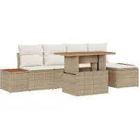 vidaXL Tuinset, 6-delig, beige, polyrotan