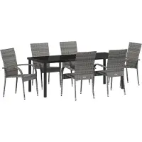vidaXL Tuin Eettafel Set 7 st Grijs Gepoedercoat staal