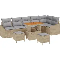 vidaXL Tuinbank Set 9 st Beige poly rattan