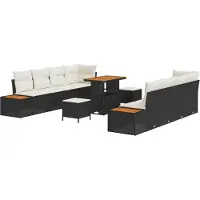 vidaXL Tuinbank Set 11 st 10-Aantal zitplaatsen Zwart Poly rattan