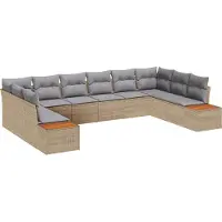 vidaXL Tuinbank Set 10 st 10-Aantal zitplaatsen Beige en Lichtgrijs