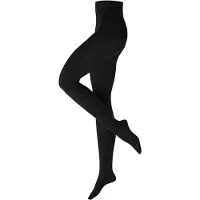 Burlington Cosy Cottage gedessineerd katoen wol panty dames zwart - maat 42-44