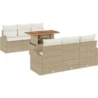 vidaXL Tuinbank Set 7 st Beige Poly rattan