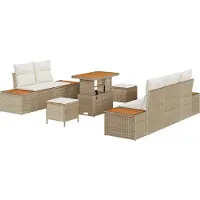 vidaXL Tuinbank Set 8 st 7-Aantal zitplaatsen Beige en Crème