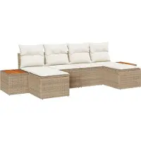 vidaXL Tuinset met 6 zitplaatsen. Beige en crème kleurig, gemaakt van polyrotan