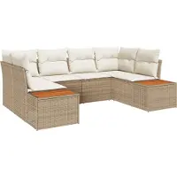 vidaXL Tuinbank Set 6 st 6-Aantal zitplaatsen Beige en Crème