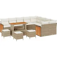 vidaXL Tuinbank Set 14 st 10-Aantal zitplaatsen Beige en Crème