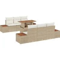 vidaXL Tuinset, 7-delig, beige, polyrotan