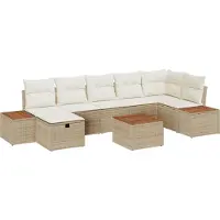 vidaXL Tuinbank Set 8 st Beige poly rattan