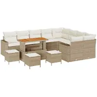 vidaXL Tuinbank Set 13 st 10-Aantal zitplaatsen Beige en Crème