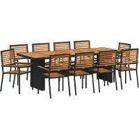 vidaXL Tuin Eettafel Set 11 pcs Zwart en Bruin poly rattan