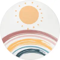 Paco Home Tapijt Rond Voor Kinderen Vloerkleed Kinderkamer Regenboog Wasbaar In Wasmachine Ø 100 cm Rund