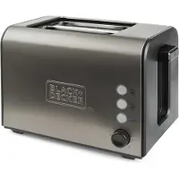 Black & Decker BXTO900E Broodrooster - 2 Sleuven - 900 W Vermogen - 7 Bruiningsniveaus - Roestvrijstalen Behuizing - Uitneembare Kruimellade