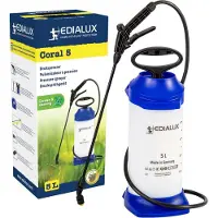 Edialux Coral 5 L druksproeier, drukspuit voor reiniging, ontsmetting en tuinwerkzaamheden, geschikt voor bleekwater, schoonmaakazijn herbiciden, bruine zeep, soda, verwisselbare onderdelen