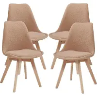 En.casa Eetkamerstoelen Fläten set van 4 stuks bouclé taupe en naturel []