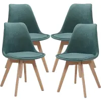En.casa Eetkamerstoelen Fläten set van 4 stuks corduroy donkergroen en naturel []