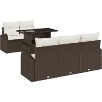 vidaXL Tuinbank Set 6 st Bruin Poly Riet