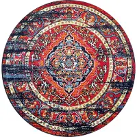 Muratap Rond vintage marrakech laagpolig vloerkleed multikleur zwart- 300 cm rond