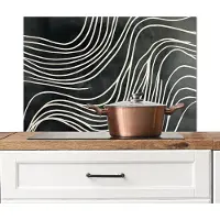 KitchenYeah Spatscherm keuken 90x60 cm - Kookplaat achterwand Lijnen - Patroon - Abstract - Wit - Muurbeschermer - Spatwand fornuis - Hoogwaardig aluminium