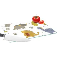 KitchenYeah Glazen Snijplank - 39x28 - Dinosaurus - Kinderen - Design - Jongens - Meisjes - Kinderen - Snijplanken Glas