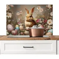 KitchenYeah Spatscherm keuken 90x60 cm - Kookplaat achterwand Paashaas - Lente - Paaseieren - Muurbeschermer - Spatwand fornuis - Hoogwaardig aluminium