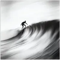 PosterMonkey Poster 50x50 cm - Surfer - Golf - Vervaagd - Zwart - Posters - Kamer decoratie - Wanddecoratie woonkamer - Muurdecoratie slaapkamer