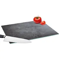 KitchenYeah Glazen Snijplank - 39x28 - Industrieel - Beton - Grijs - Leisteen - Retro - Snijplanken Glas