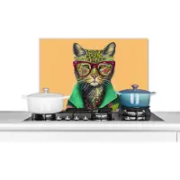 KitchenYeah Spatscherm keuken 60x40 cm - Kookplaat achterwand Dieren - Kat - Bril - Bloemen - Hippie - Muurbeschermer - Spatwand fornuis - Hoogwaardig aluminium