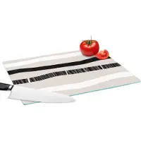 KitchenYeah Glazen Snijplank - 39x28 - Lijn - Pastel - Minimalisme - Patronen - Snijplanken Glas
