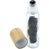 Ancient Wisdom Edelsteen Rollerflesjes 10ml - 2 Stuks - Zwarte Toermalijn - Lege Rollerflesjes - Houten Dop - Aromatherapie