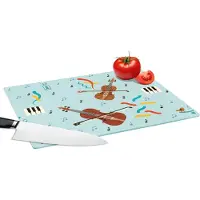 KitchenYeah Glazen Snijplank - 39x28 - Muziek - Cello - Noten - Snijplanken Glas