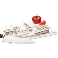 KitchenYeah Glazen Snijplank - 28x20 - Strand - Kinderen - Vuurtoren - Alpaca - Zee - Dieren - Snijplanken Glas