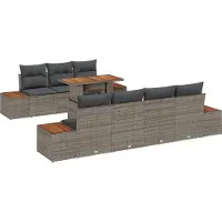 vidaXL Tuinbank Set met opslag 8 pcs Grijs Poly rattan