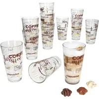 MamboCat Set van 12 CANDY latte macchiato glazen met opschriftdecoratie 380ml