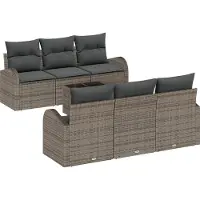 vidaXL Tuinbank Set 7 st 6-Aantal zitplaatsen Grijs poly rattan