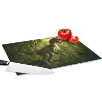 KitchenYeah Glazen Snijplank - 39x28 - Dinosaurus - Planten - Groen - Illustratie - Kinderen - Jongens - Snijplanken Glas