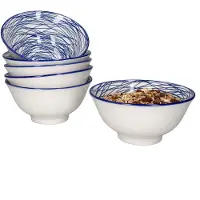 MamboCat Set van 6 graankommen Rabisco Blauw Wit - 87653