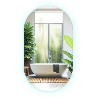 Tulup LED Spiegel - Ovale Spiegel Met Licht - 40 cm x 70 cm - Ovale Spiegel Met LED - Spiegel LED Voor de Woonkamer - Koel Wit 6500K - Ovale Spiegel LED - Scandinavische Wandspiegel