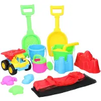 Eddy Toys Strandset Kind 13-delig met Tas - Strand Speelgoed Kinderen - Emmer Schepje Vrachtwagen - Zandvormpjes Strand - Waterspeelgoed Zomer - Speelset Strand