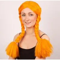 Partyline Pruik Heidi oranje -Tiroler Pruik - Pruik Oktoberfest
