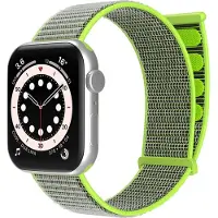 Strap-it Nylon Loop band - Geschikt voor Apple Watch bandje - Series 1/2/3/4/5/6/7/8/9/10/11/SE/SE2/SE3 - Fluorescent - Nylon bandje met klittenband - Stof iWatch bandje voor maat: 38 / 40 / 41 / 42mm