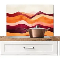 KitchenYeah Spatscherm keuken 90x60 cm - Kookplaat achterwand Abstract - Landschap - Golven - Muurbeschermer - Spatwand fornuis - Hoogwaardig aluminium