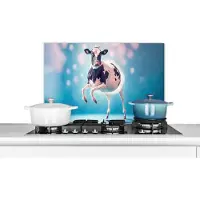 KitchenYeah Spatscherm keuken 70x50 cm - Kookplaat achterwand Koe - Kroon - Ballet - Blauw - Roze - Kinderen - Muurbeschermer - Spatwand fornuis - Hoogwaardig aluminium