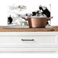KitchenYeah Spatscherm keuken 60x30 cm - Kookplaat achterwand Schilderij - Verf - Zwart wit - Kunst - Muurbeschermer - Spatwand fornuis - Hoogwaardig aluminium