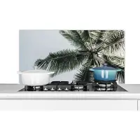 KitchenYeah Spatscherm keuken 100x50 cm - Kookplaat achterwand Palmboom - Tropical - Zomer - Muurbeschermer - Spatwand fornuis - Hoogwaardig aluminium