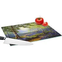 KitchenYeah Glazen Snijplank - 39x28 - Schilderij - Natuur - Bos - Bloemen - Olieverf - Snijplanken Glas